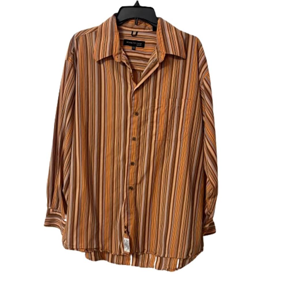 Kenneth Cole Button Down Striped Dress Shirt, 17 1/2